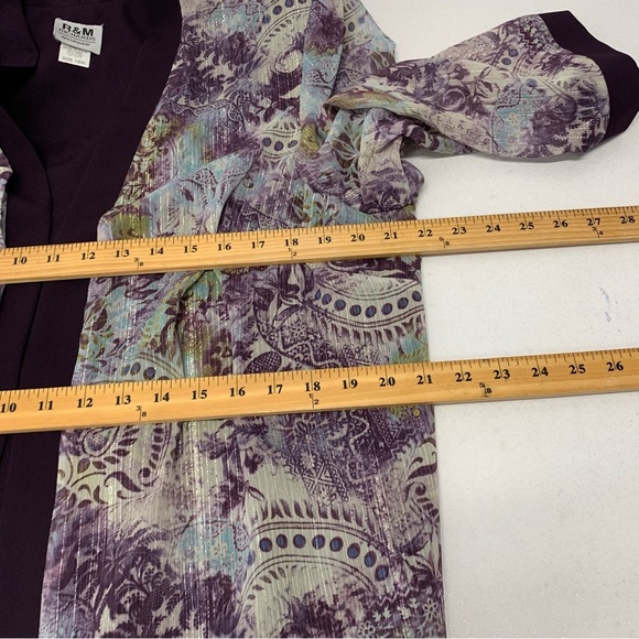 R M Richards Top Woman 18W‎  Purple Floral Faux Twin Jacket Long Line Lagenlook - Picture 9 of 10